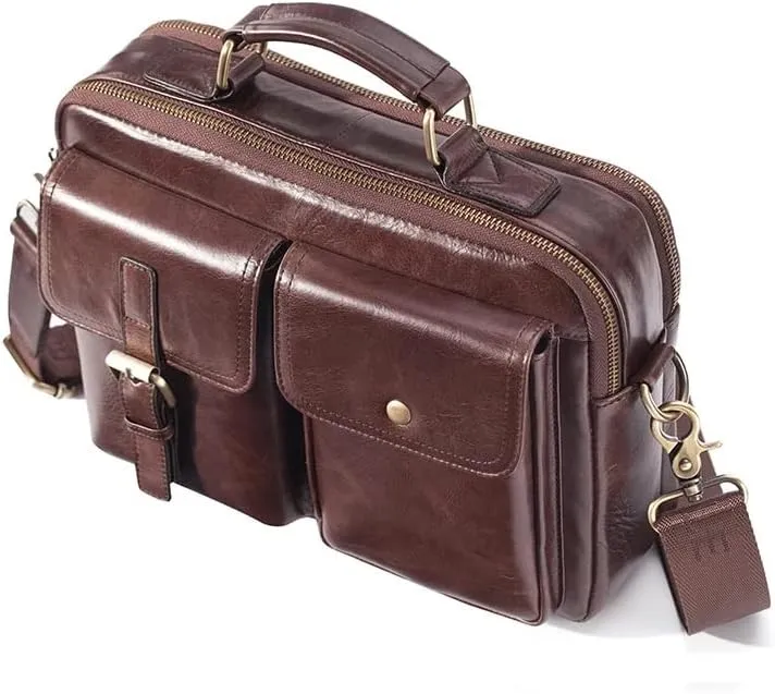 Messenger Bag Men's Leather Handbag Men's Travel Pad Shoulder Bag Men's Office Briefcase