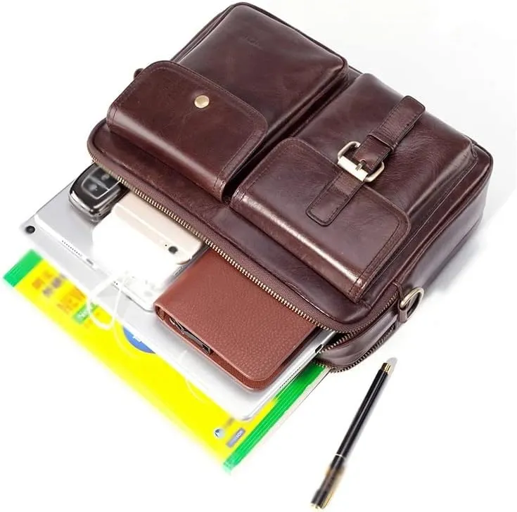 Messenger Bag Men's Leather Handbag Men's Travel Pad Shoulder Bag Men's Office Briefcase