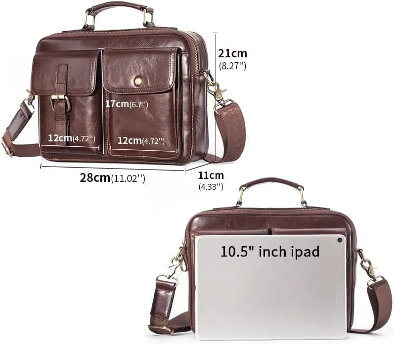 Messenger Bag Men's Leather Handbag Men's Travel Pad Shoulder Bag Men's Office Briefcase