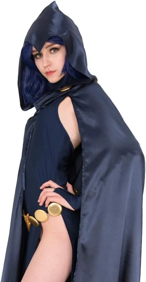miccostumes Women's Cosplay Costume Dress With Hooded Cloak Halloween Blue