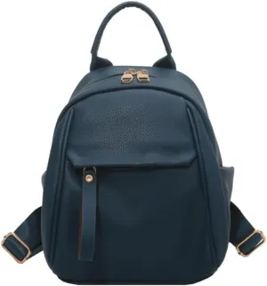 Mini Backpack for Women Small Backpack Purse PU Leather Zipper Closure Satchel Bag Adjustable Strap (blue)