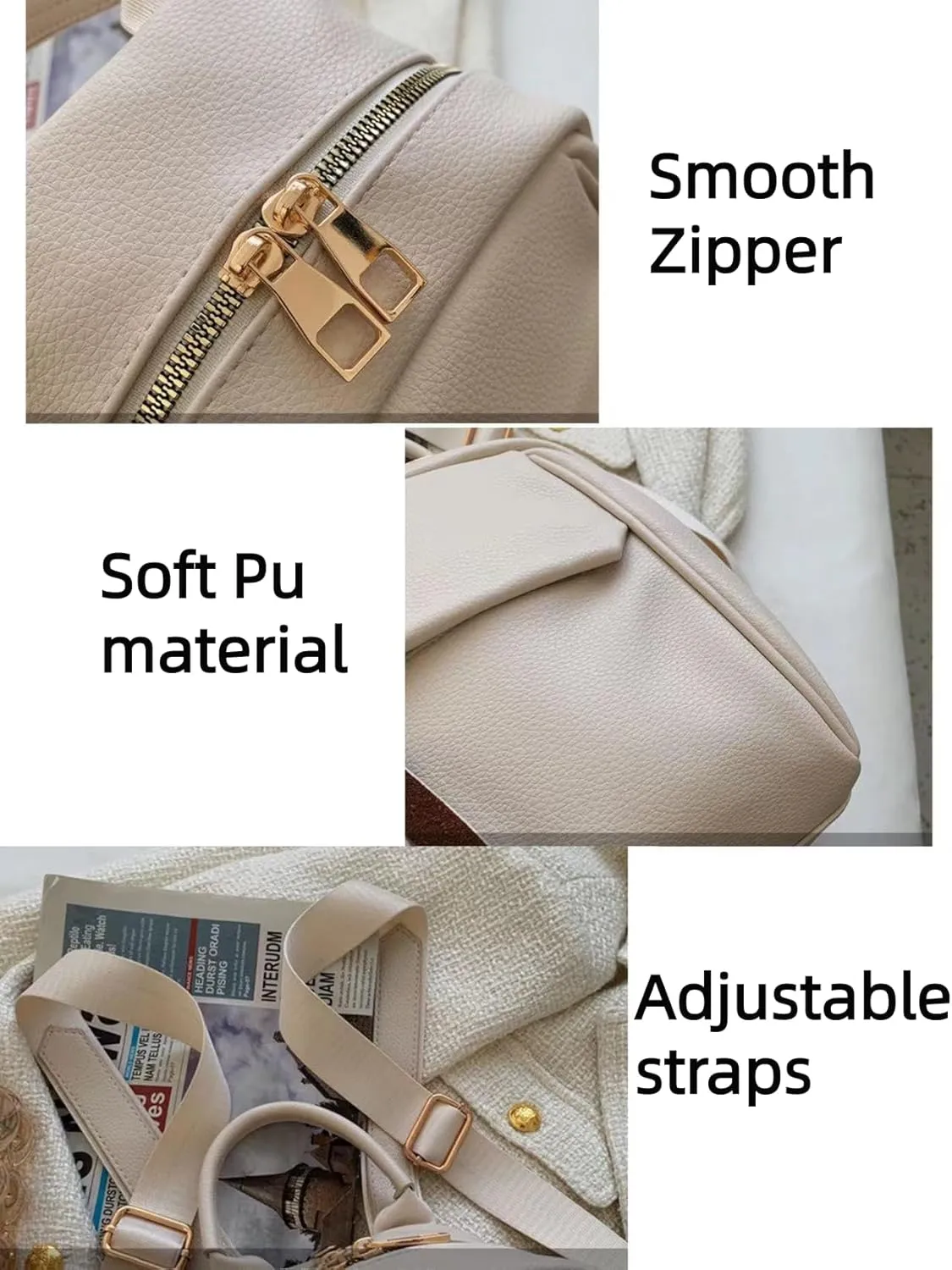 Mini Backpack for Women Small Backpack Purse PU Leather Zipper Closure Satchel Bag Adjustable Strap (brown)
