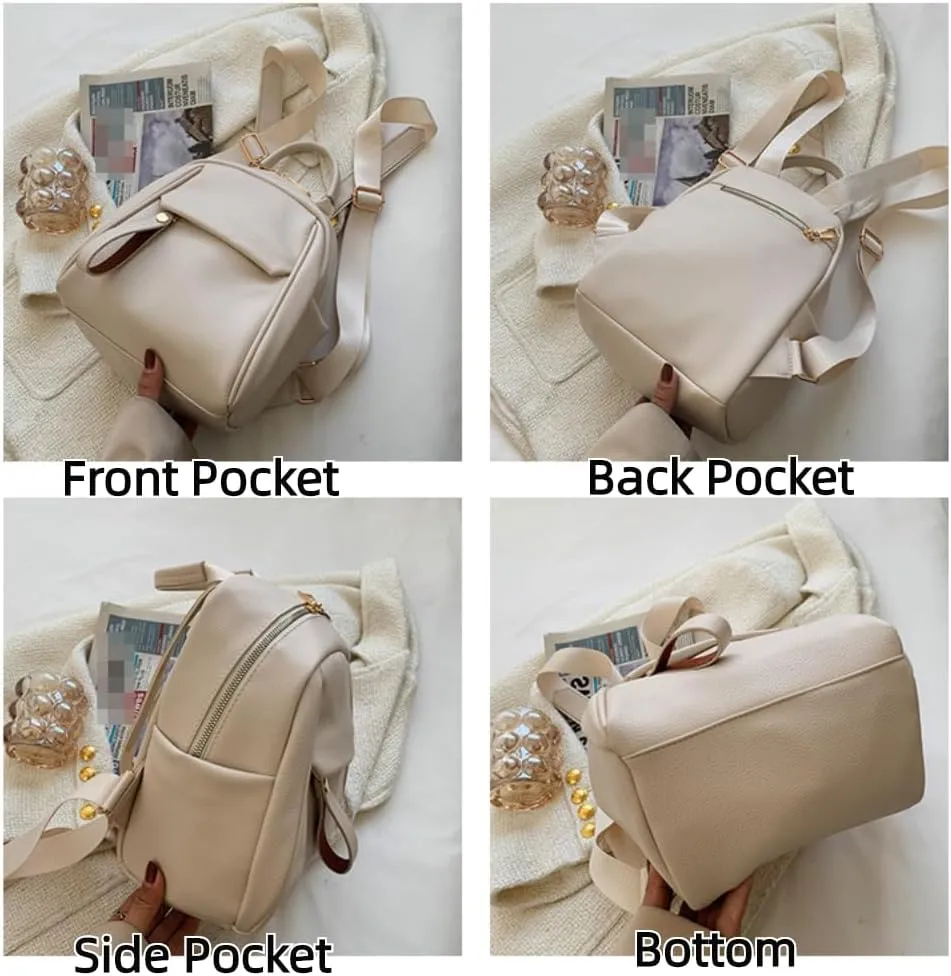 Mini Backpack for Women Small Backpack Purse PU Leather Zipper Closure Satchel Bag Adjustable Strap (brown)