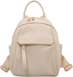 Mini Backpack for Women Small Backpack Purse PU Leather Zipper Closure Satchel Bag Adjustable Strap (white)
