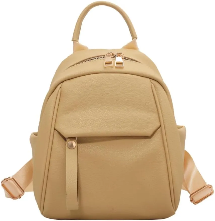 Mini Backpack for Women Small Backpack Purse PU Leather Zipper Closure Satchel Bag Adjustable Strap (yellow)