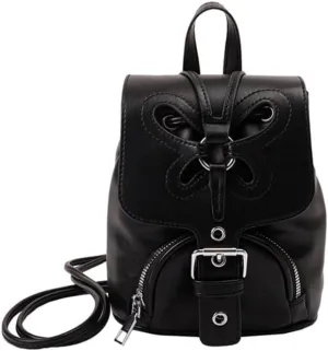 Mini Backpack for Women with Cute Butterfly Design Small Backpack Purse PU Leather Satchel Bag (black)
