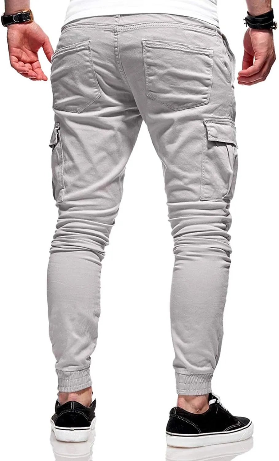 Mmoneyake Mens Cargo Pants Workout Athletic Hiking Sweatpants Drawstring Joggers Pants Slim Fit Chino Pants Training Trousers