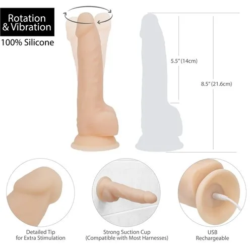 Naked Addiction 8" Rotating & Vibrating Silicone Dildo