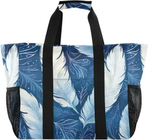 Nander Beautiful Peacock Feather Foldable Tote Bag Waterproof Sandproof Women Beach Bag Handbag Gym Bag