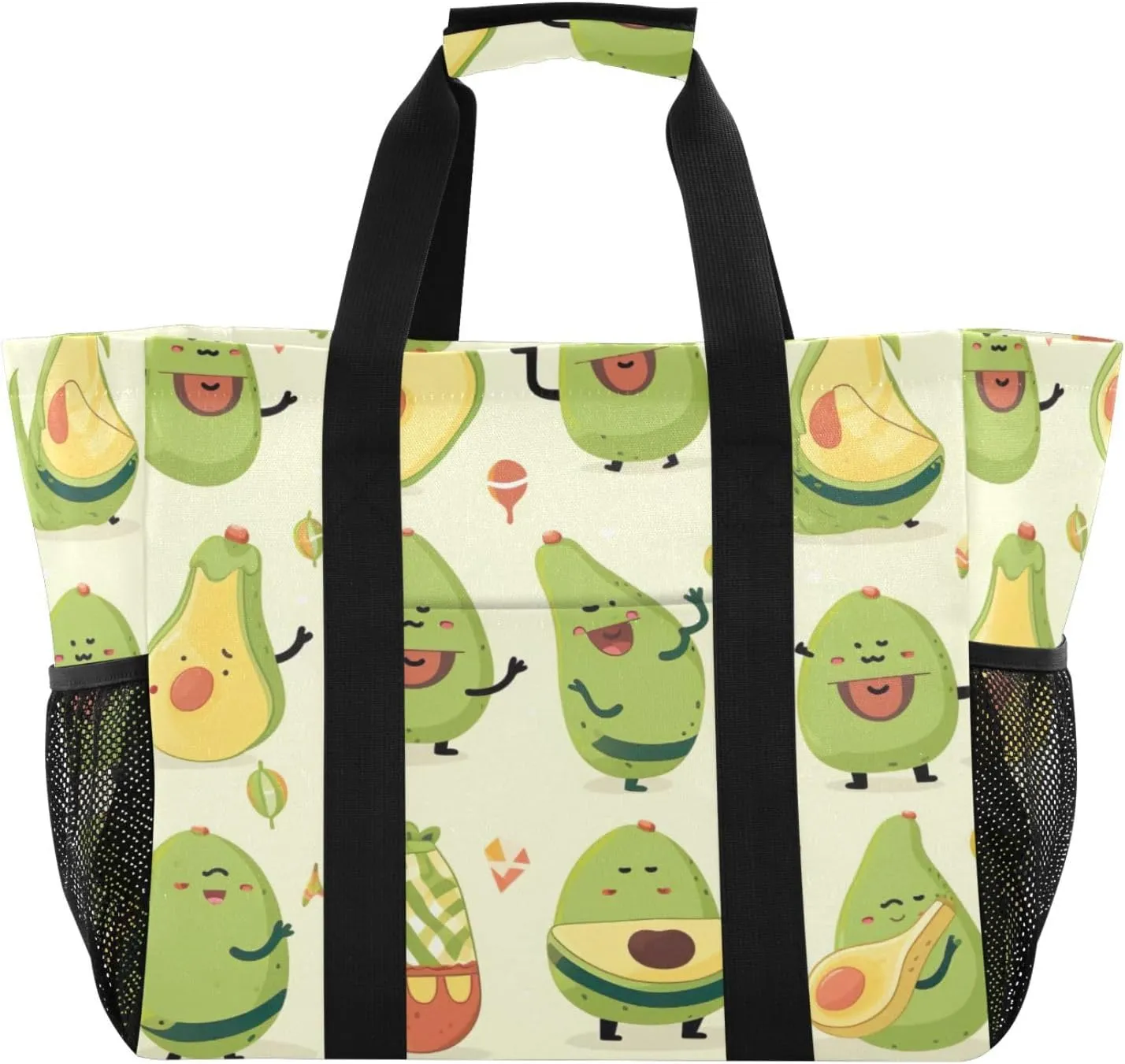Nander Cute Avocado Foldable Tote Bag Waterproof Sandproof Women Beach Bag Handbag Gym Bag Travel Shopping Bag