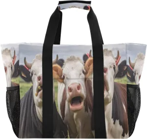 Nander Interesting Three Cow Brothers Foldable Tote Bag Waterproof Sandproof Women Beach Bag Handbag Gym Bag Travel Shopping Bag