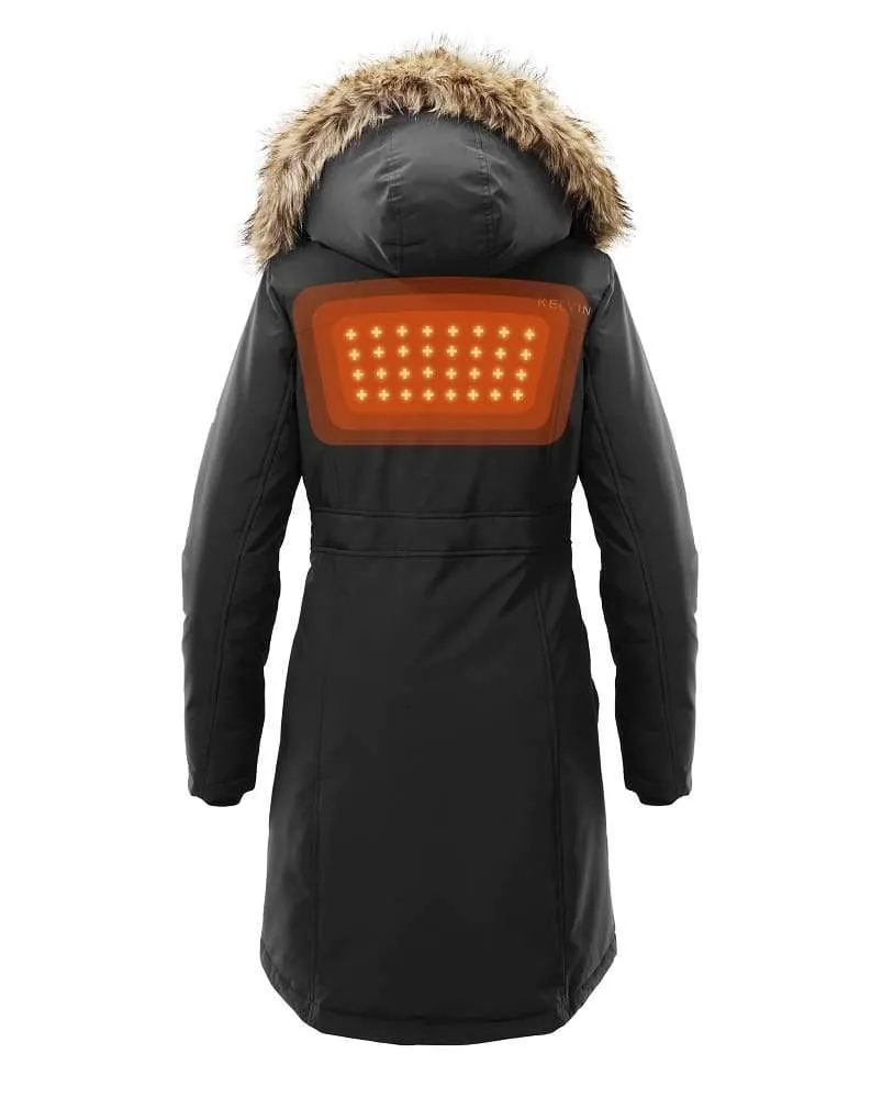 Nova Women’s Heated Parka Black by Kelvin Coats