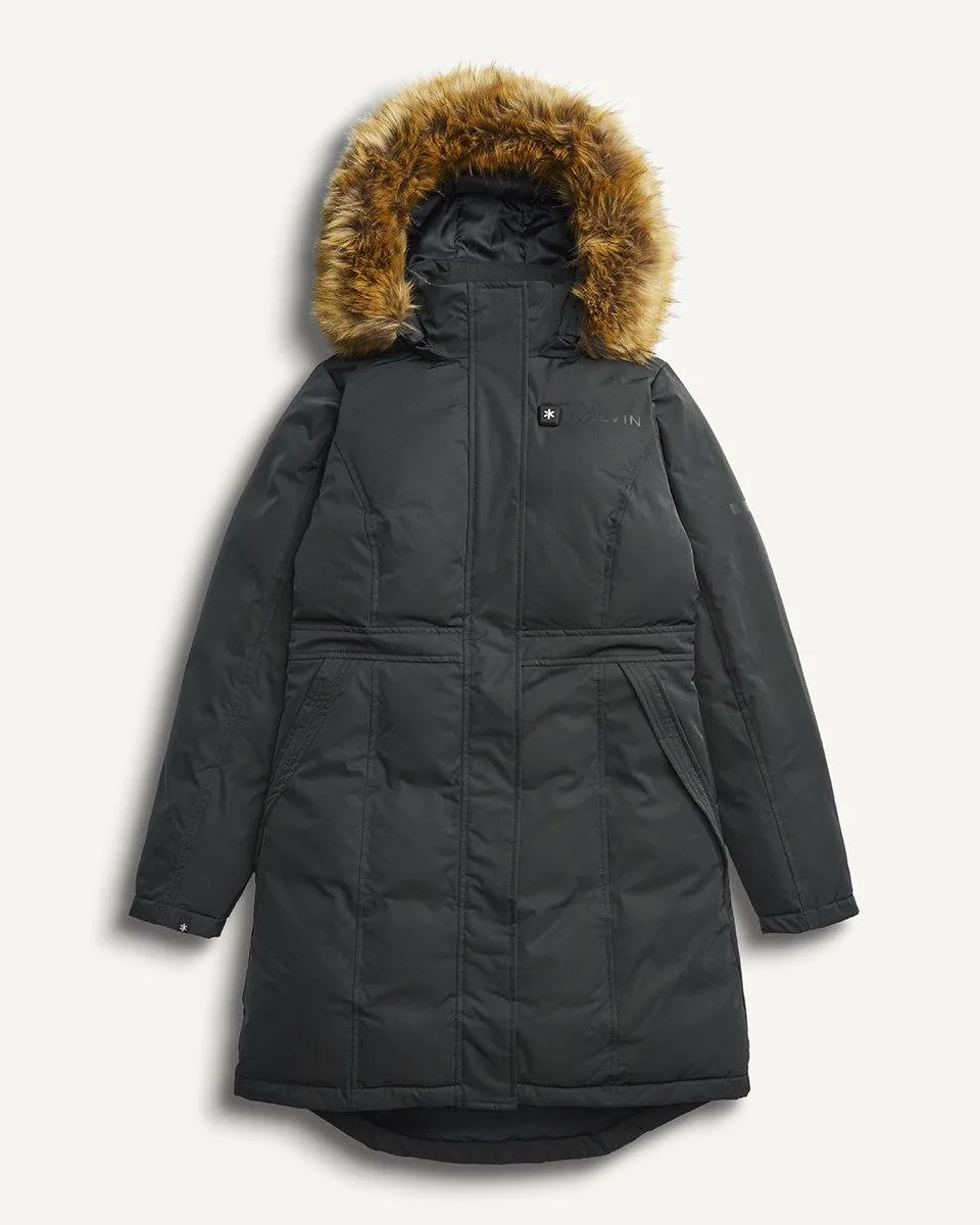 Nova Women’s Heated Parka Black by Kelvin Coats