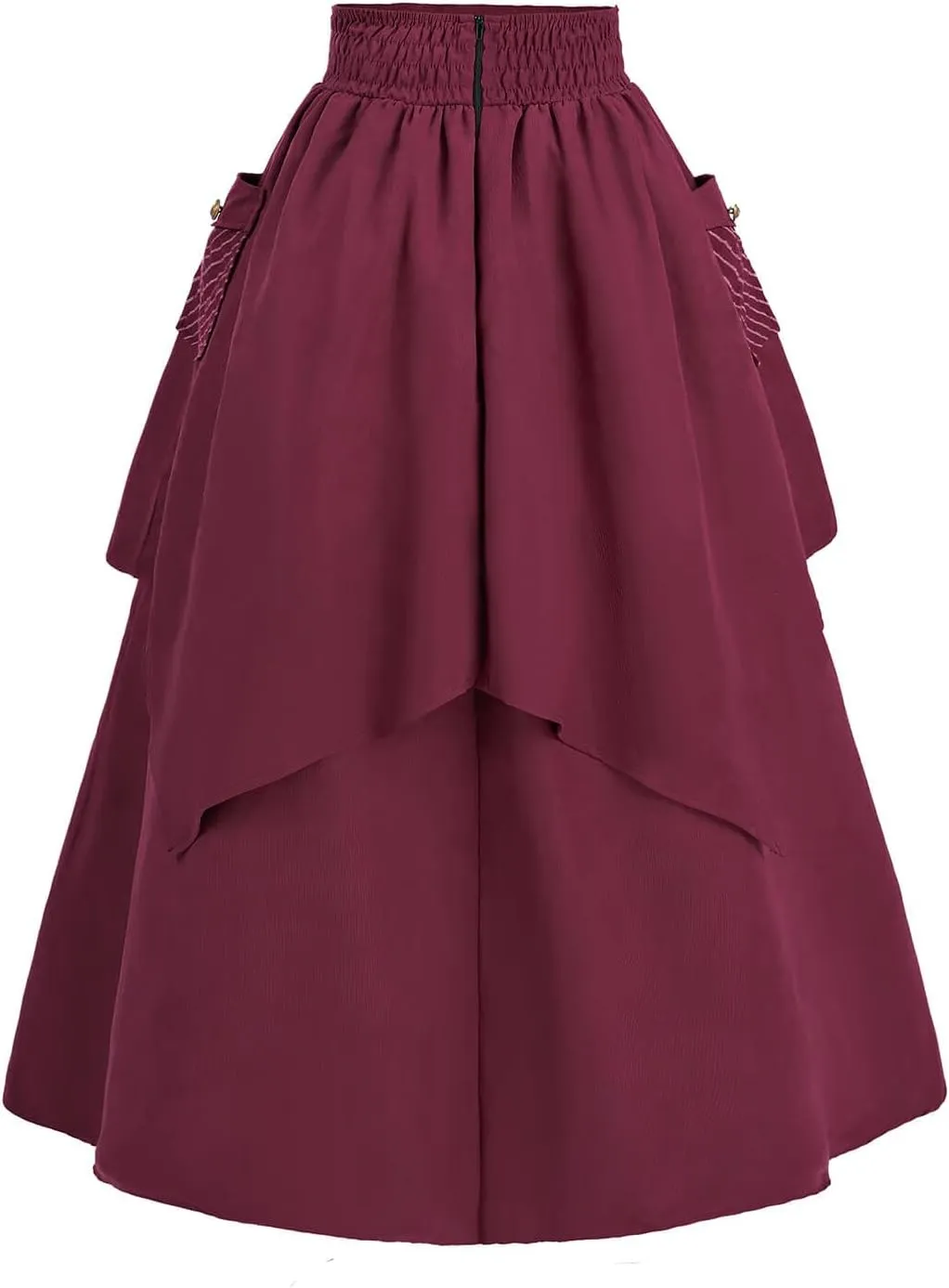 Nuoqi Women Renaissance Skirt High Low Victorian Skirt Long Flowy Maxi Skirt with Pocket
