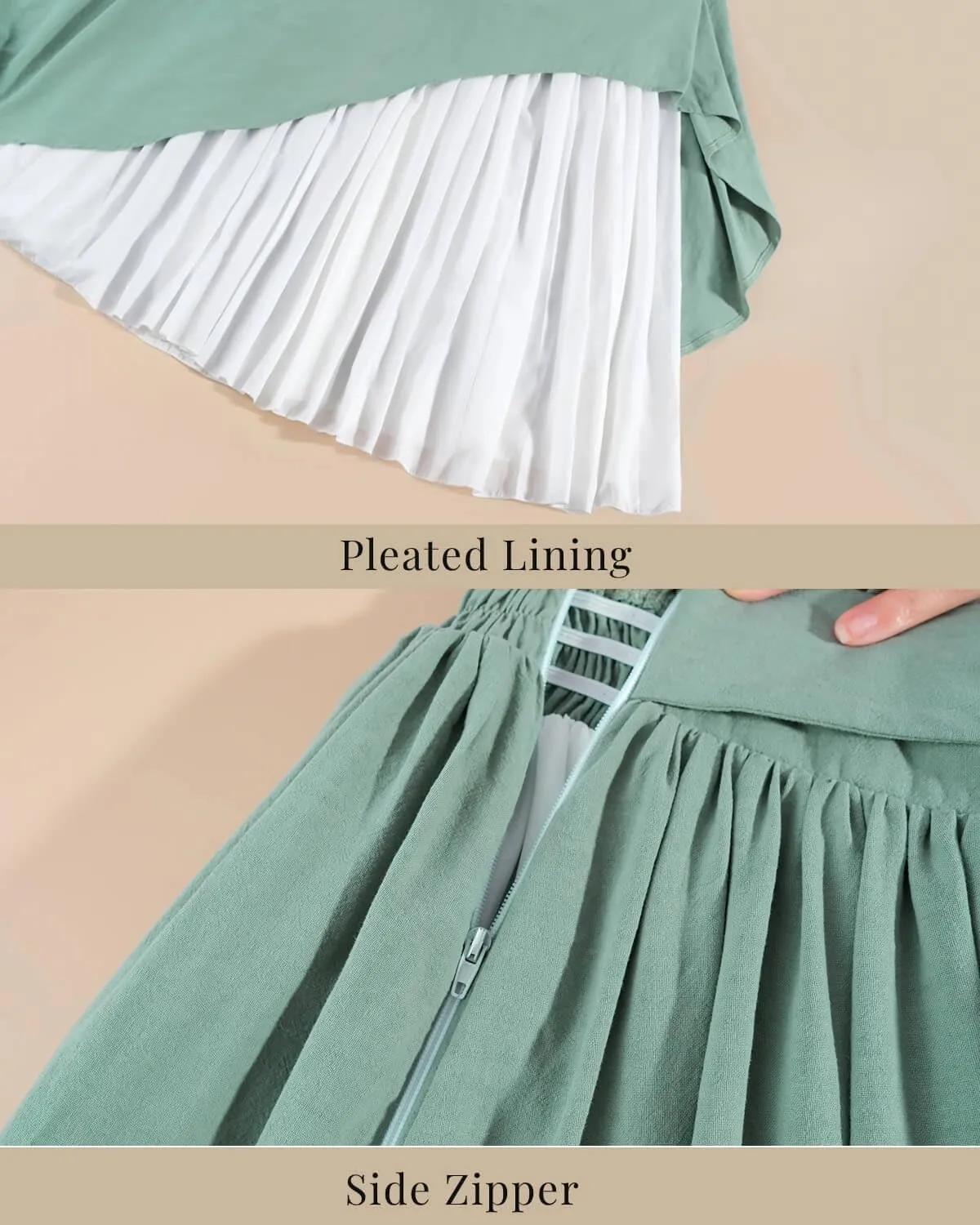 Nuoqi Women Renaissance Skirt Long Victorian Skirt Summer Flowy Maxi Skirt with Pocket Green