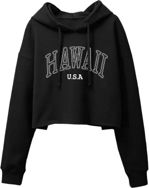 ORANDESIGNE Woman Letter Graphic Print Cropped Hoodie Long Sleeve Crop Fleece Casual Workout Loose Pullover Sweatshirt Tops