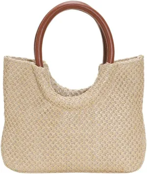 Orgone Straw Purse Hobo Bag Handwoven Tote Bag, Round Handle Ring Handbag Clutch Wallet, Summer Beach Purse for Women Travel