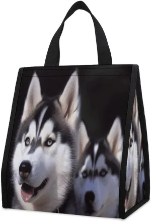 Outdoor Cooler Bags, Husky Dog Printed Cooler Bag, Insulated Tote Bag, Grocery Tote Bag