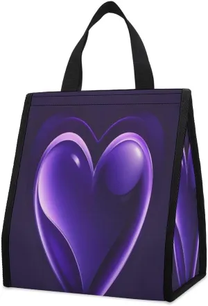 Outdoor Cooler Bags, Purple Love Printed Cooler Bag, Insulated Tote Bag, Grocery Tote Bag