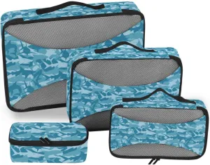 Packing Cubes for Travel 4 Set Suitcase Organizer Packing Cubes Travel Packing Cubed Blue Sharks