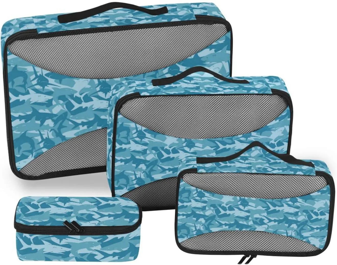 Packing Cubes for Travel 4 Set Suitcase Organizer Packing Cubes Travel Packing Cubed Blue Sharks