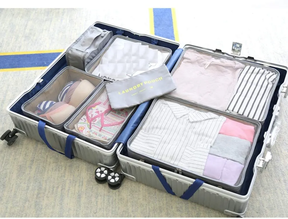 Packing Organizers 7pcs Packing Cubes Travel Essential Bags-in-Bag Luggage Packing Organisers Value Set Suitcase Organiser Cubes Storage Bags Luggage Pouches (Grey)