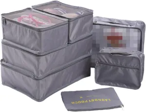 Packing Organizers 7pcs Packing Cubes Travel Essential Bags-in-Bag Luggage Packing Organisers Value Set Suitcase Organiser Cubes Storage Bags Luggage Pouches (Grey)