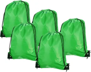PATIKIL 42x34cm Nylon Drawstring Bag, 10 Pack Storage Bulk Cinch Backpack Sack for Gym Sports Outdoor Traveling, Dark Green