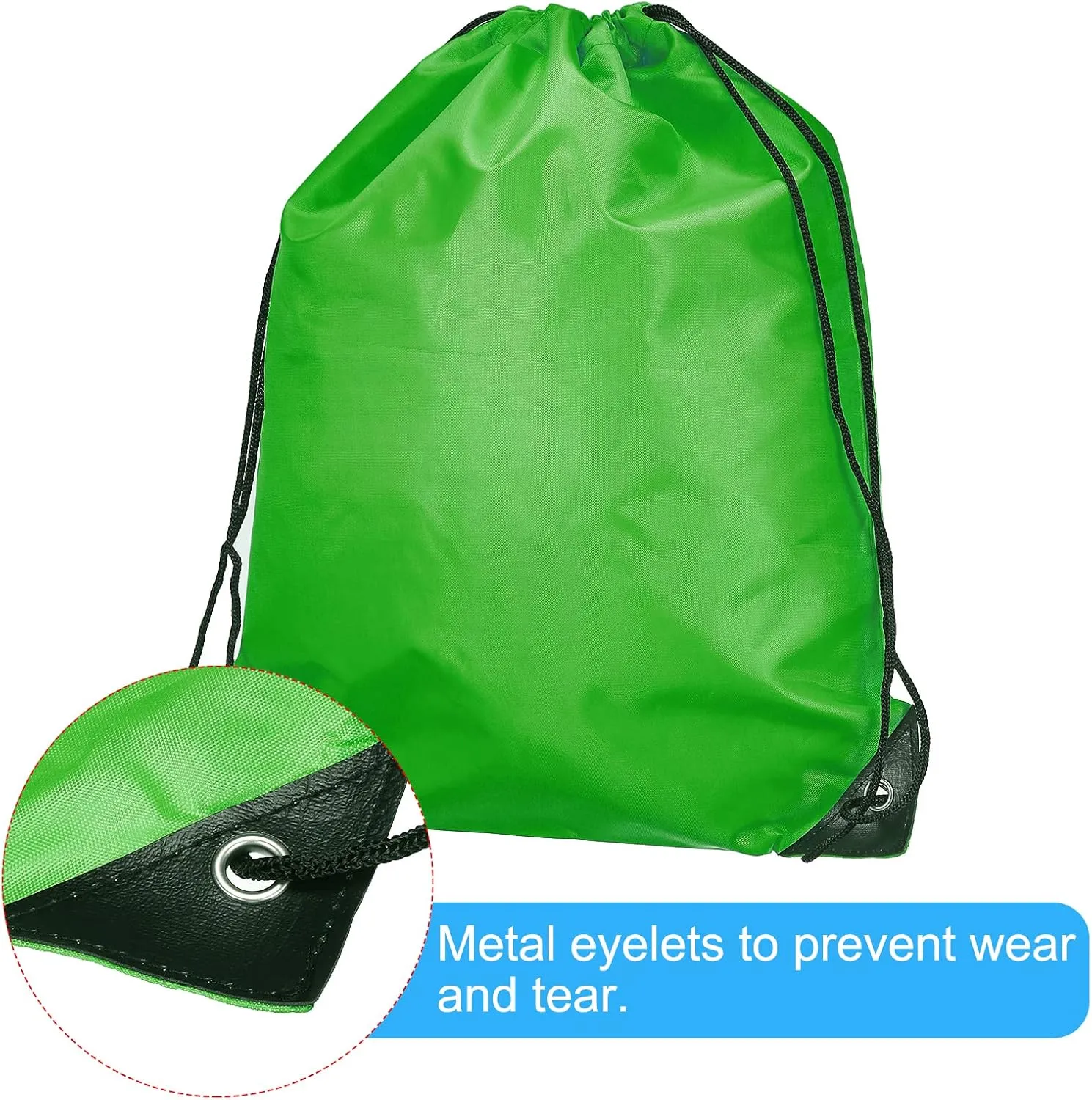 PATIKIL 42x34cm Nylon Drawstring Bag, 10 Pack Storage Bulk Cinch Backpack Sack for Gym Sports Outdoor Traveling, Dark Green