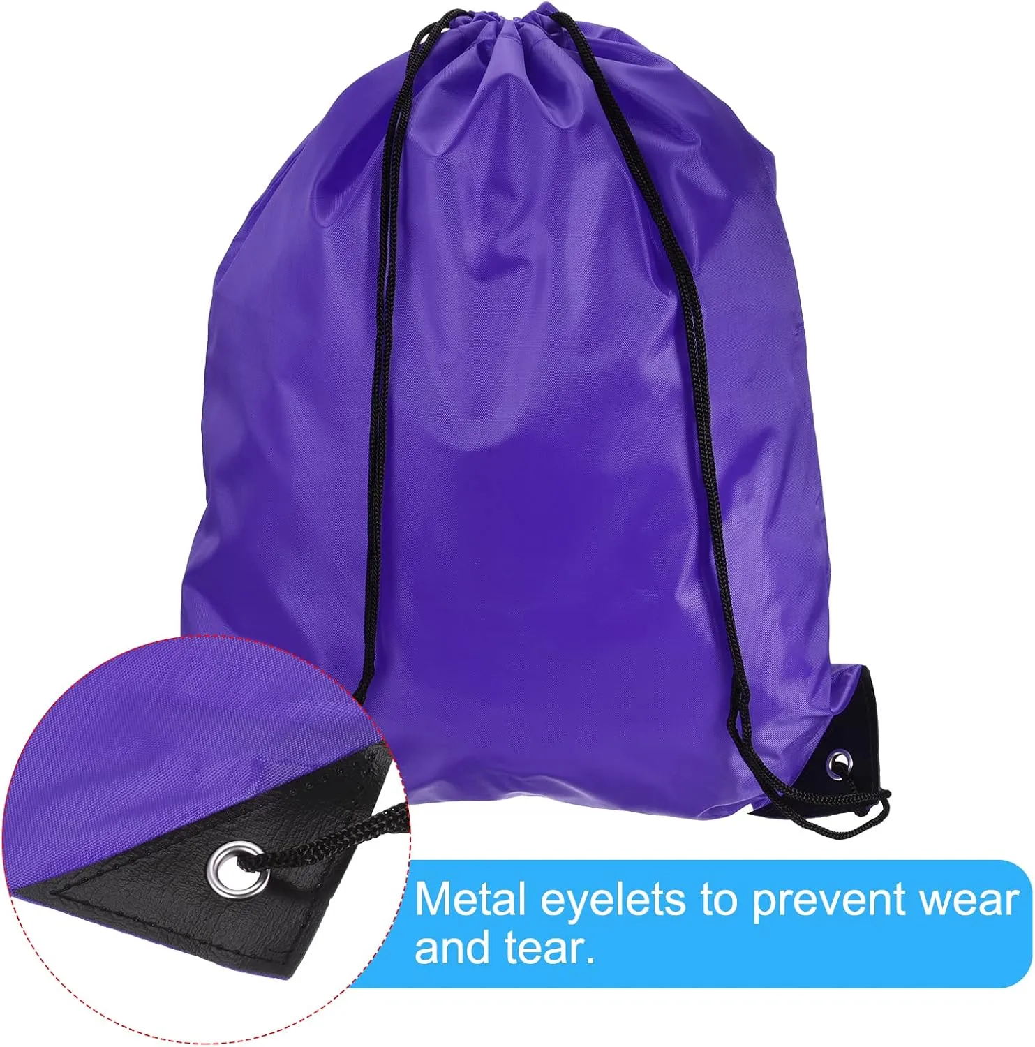 PATIKIL 42x34cm Nylon Drawstring Bag, 10 Pack Storage Bulk Cinch Backpack Sack for Gym Sports Outdoor Traveling, Purple