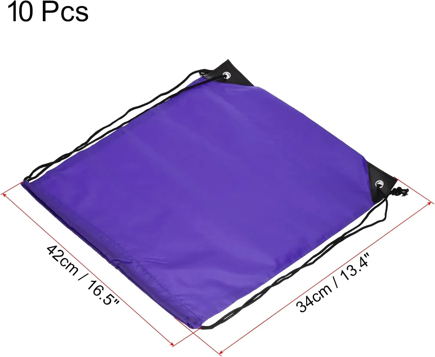 PATIKIL 42x34cm Nylon Drawstring Bag, 10 Pack Storage Bulk Cinch Backpack Sack for Gym Sports Outdoor Traveling, Purple