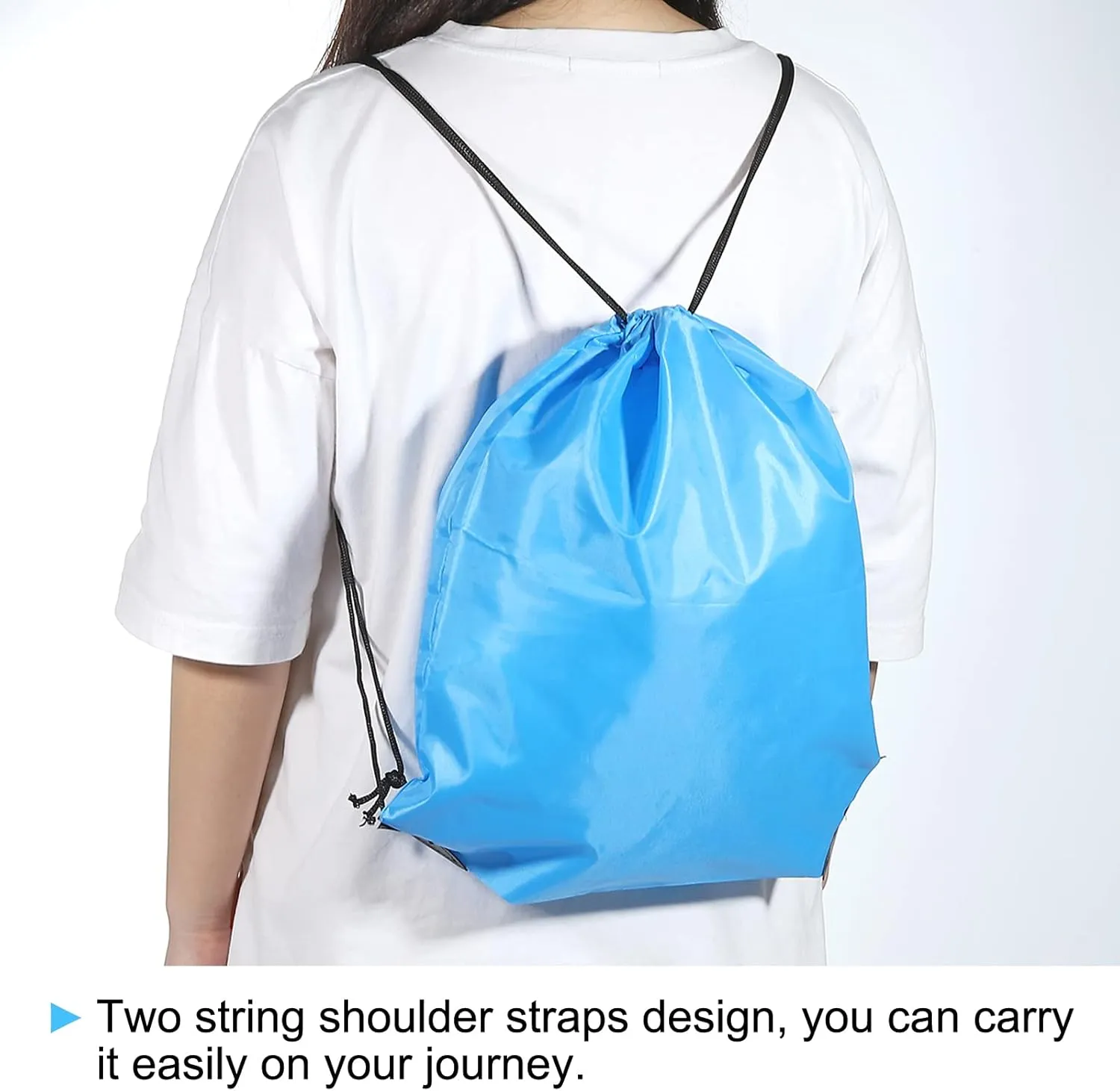 PATIKIL 42x34cm Nylon Drawstring Bag, 10 Pack Storage Bulk Cinch Backpack Sack for Gym Sports Outdoor Traveling, Rose Red