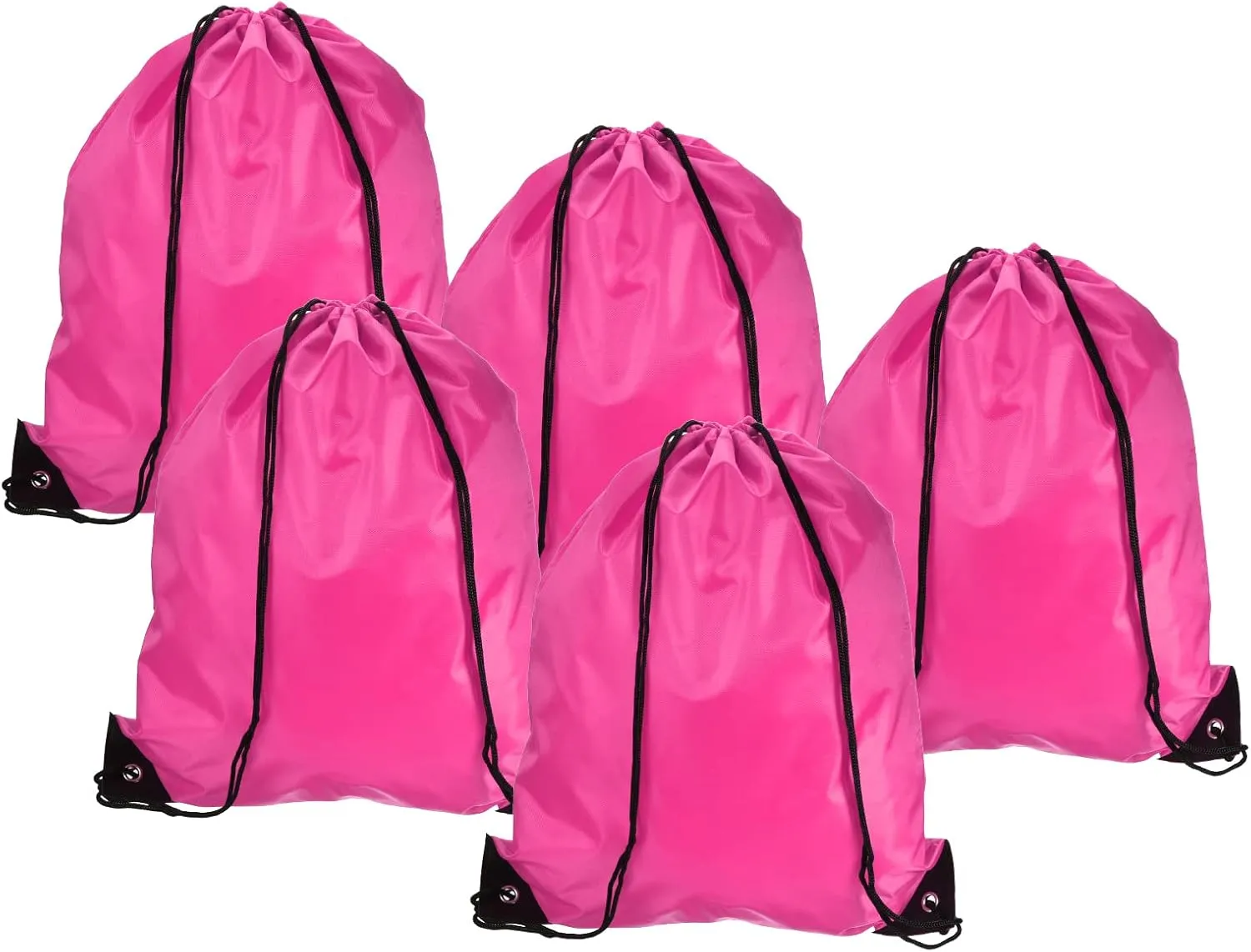 PATIKIL 42x34cm Nylon Drawstring Bag, 10 Pack Storage Bulk Cinch Backpack Sack for Gym Sports Outdoor Traveling, Rose Red
