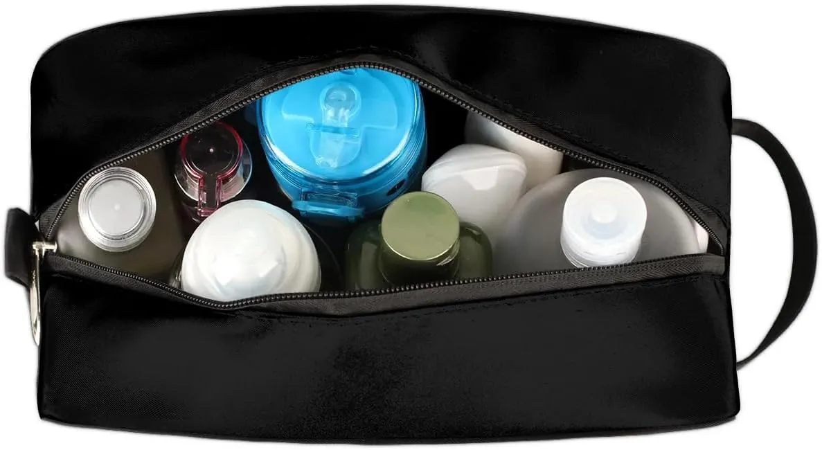 Personalized Floral Monogrammed Toiletry Bags for Women Custom Initial Letter Waterproof Cosmetic Makeup Bags Storage Bags with Handle for Bathroom Travel Work, Black