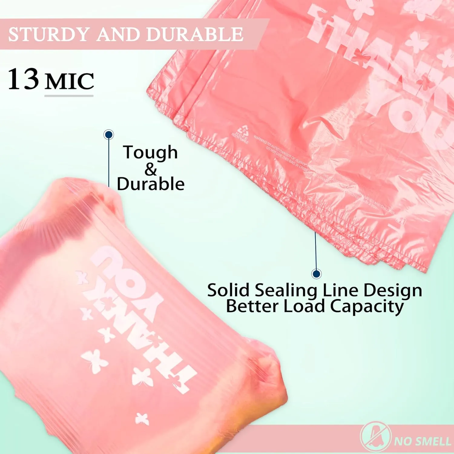 PINK Thank you bags, 1000PCS T shirt bags, To Go Bags,Grocery bags, Reusable and Disposable,Perfect for Small Business,Take Out,Retails,11"x6"x21"(1000)