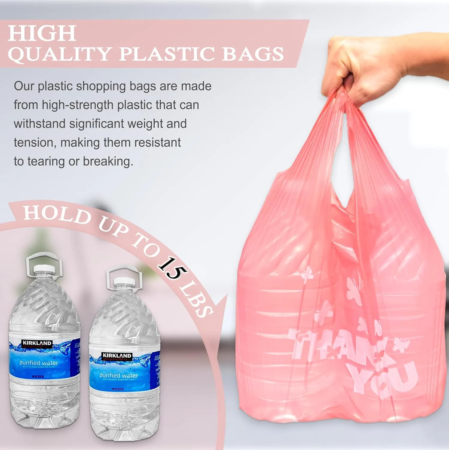 PINK Thank you bags, 1000PCS T shirt bags, To Go Bags,Grocery bags, Reusable and Disposable,Perfect for Small Business,Take Out,Retails,11"x6"x21"(1000)