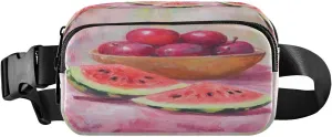 Plum Watermelon Still Life Fanny Packs for Women Crossbody Bags Everywhere Belt Bag with Adjustable Strap Fashion Waist Pack for Running Workout Travel