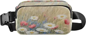 Poppy Wheatfield Beige Fanny Packs for Women Crossbody Bags Everywhere Belt Bag with Adjustable Strap Fashion Waist Pack for Travel Shopping Running