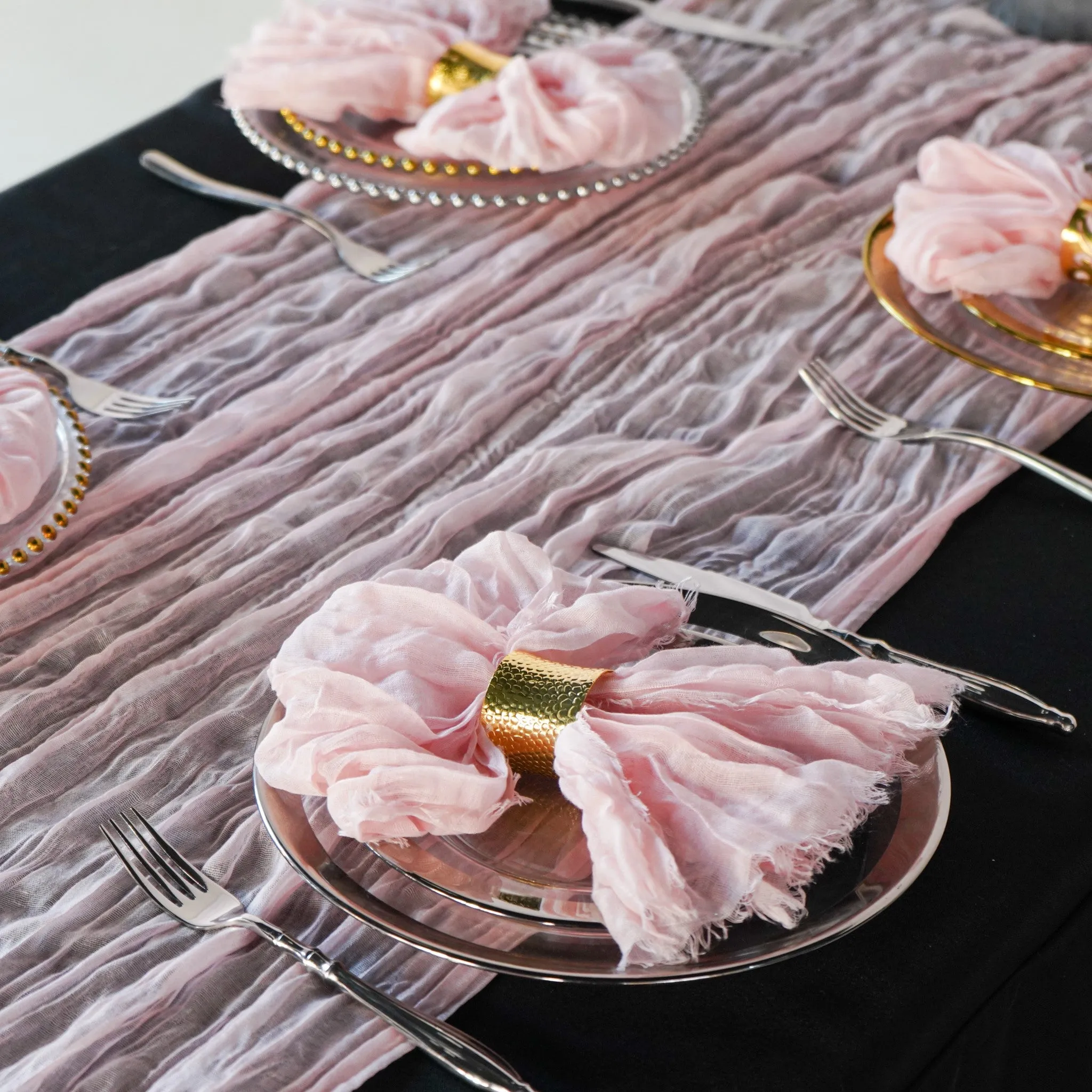 Premium Cheesecloth Table Runner 16FT x 25" - Blush/Rose Gold