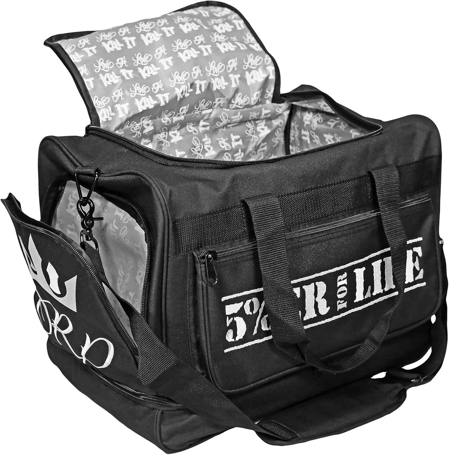 Rich Piana 5% Nutrition Sports Duffle & Gym Bag | Signature "RP" Crown Bag (White)