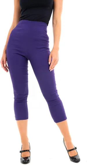 Ro Rox Ella Capri Pants for Women - 1950s Vintage Women's Trousers - High Waist Three Quarter Pant - Zipper & Slits on Back