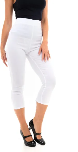 Ro Rox Ella Capri Pants for Women - 1950s Vintage Women's Trousers - High Waist Three Quarter Pant - Zipper & Slits on Back