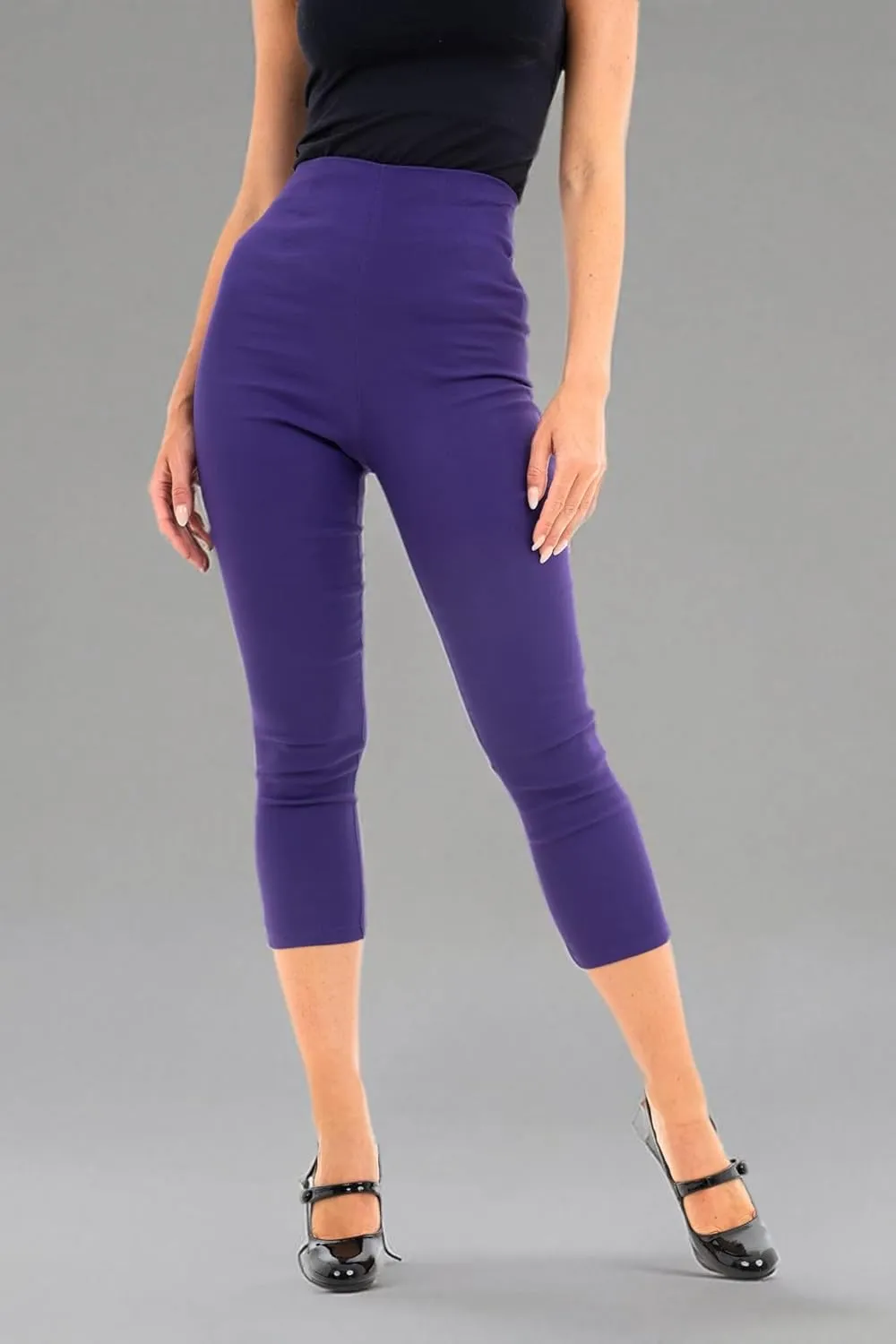 Ro Rox Ella Capri Pants for Women - 1950s Vintage Women's Trousers - High Waist Three Quarter Pant - Zipper & Slits on Back