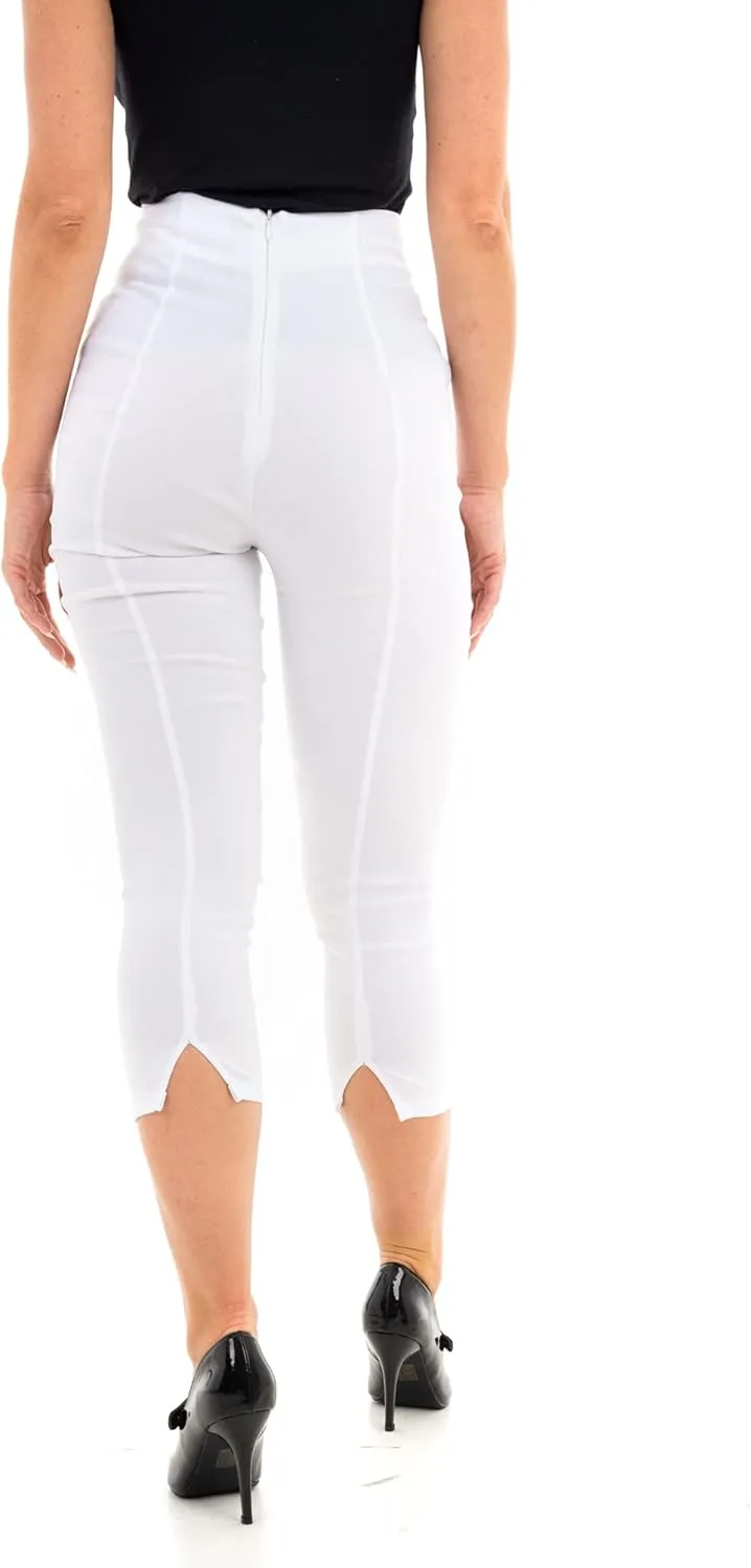 Ro Rox Ella Capri Pants for Women - 1950s Vintage Women's Trousers - High Waist Three Quarter Pant - Zipper & Slits on Back