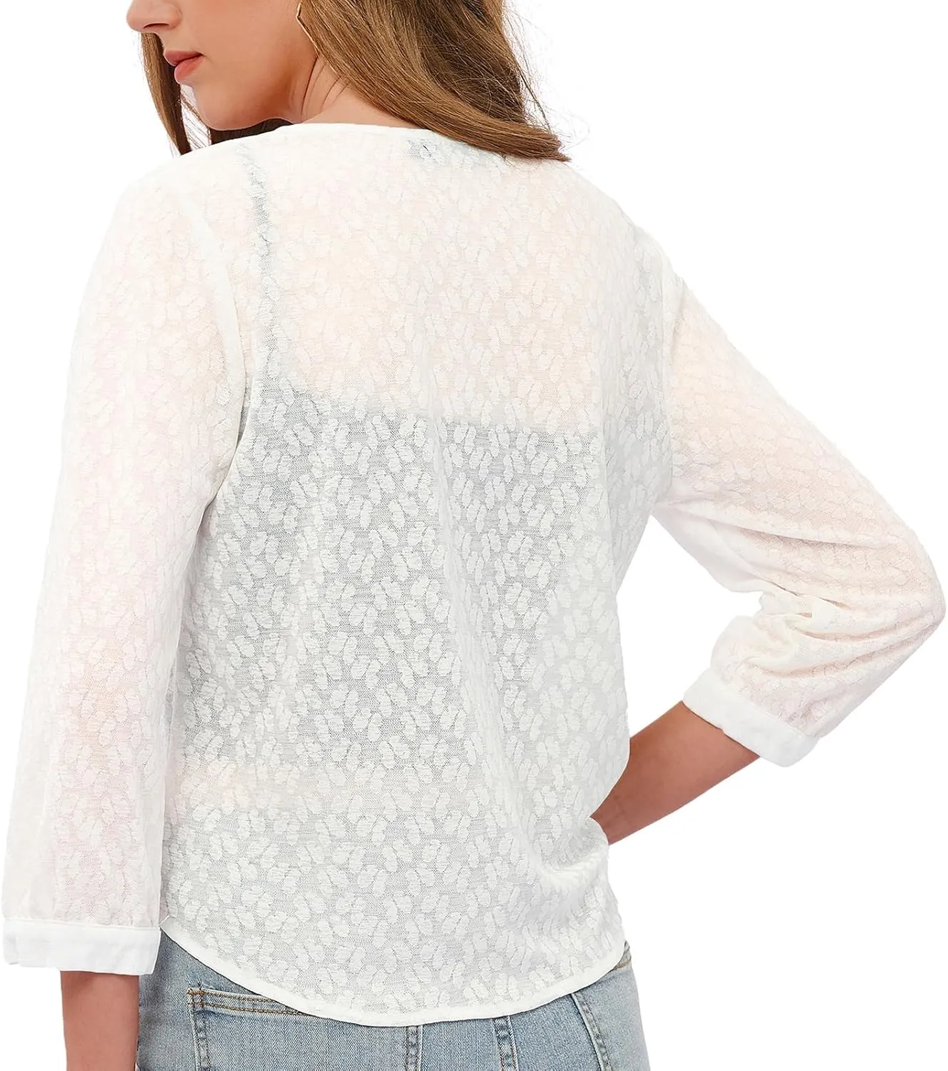 Sanifer Womens Casual Cropped Cardigan Knit for Dresses Open Front Lightweight Cardigan