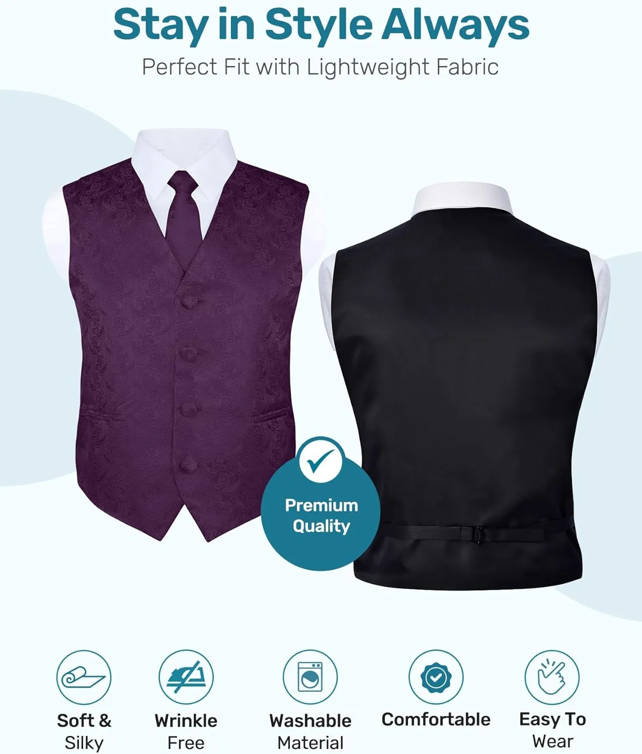 S.H. Churchill & Co. Boys 4 Piece Formal Paisley Vest and Tie Set