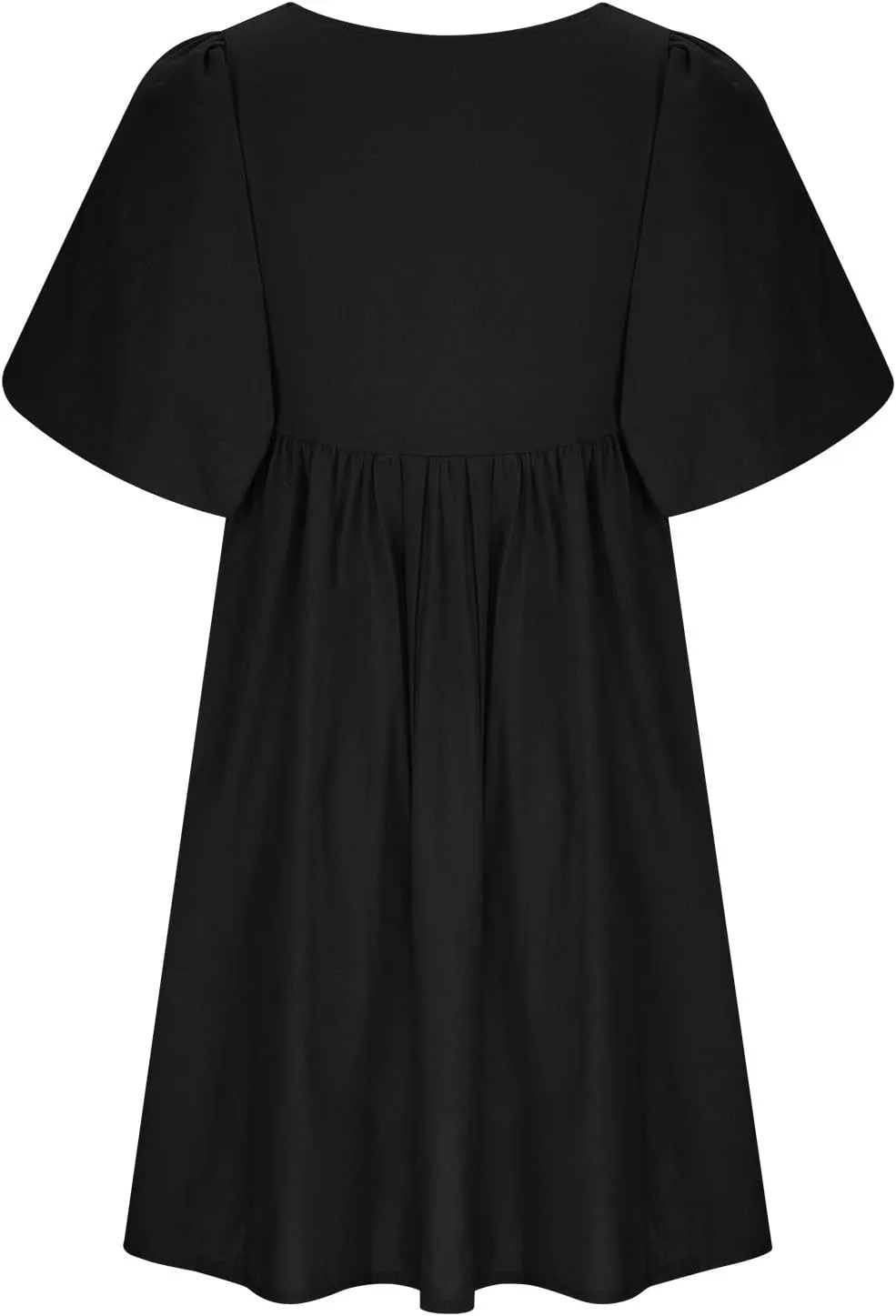 Short Dresses for Women 2024 Lounge Summer Puff Sleeve Knee Length Dresses v Neck Loose Fit Tie Mini Dresses