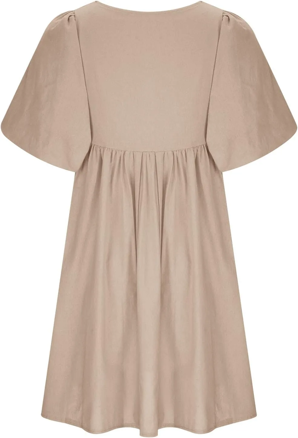 Short Dresses for Women 2024 Lounge Summer Puff Sleeve Knee Length Dresses v Neck Loose Fit Tie Mini Dresses