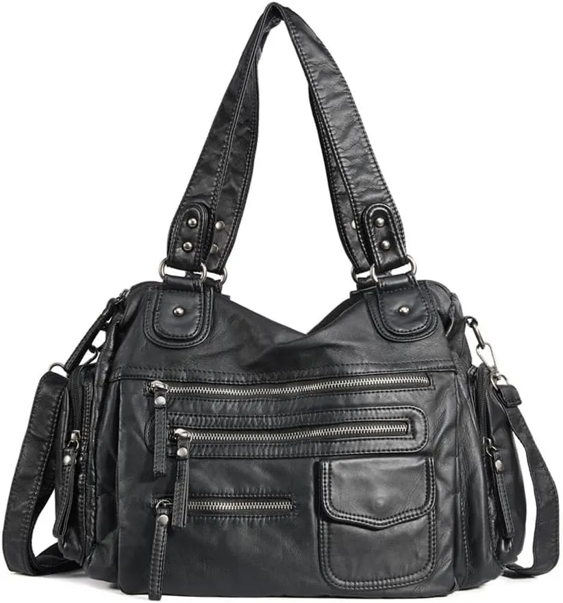 Shoulder Handbag for Women PU Leather Top-handle Bag Multi-pockets Crossbody Purse Work Shopper Satchel