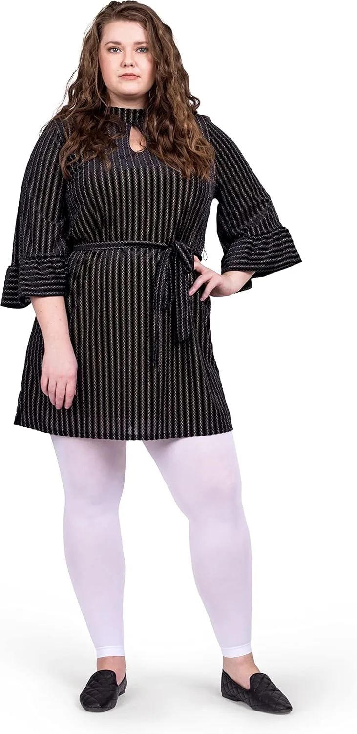 Silky Toes Womens Plus Size Opaque Microfiber Casual Footless Tights- 2 Pairs